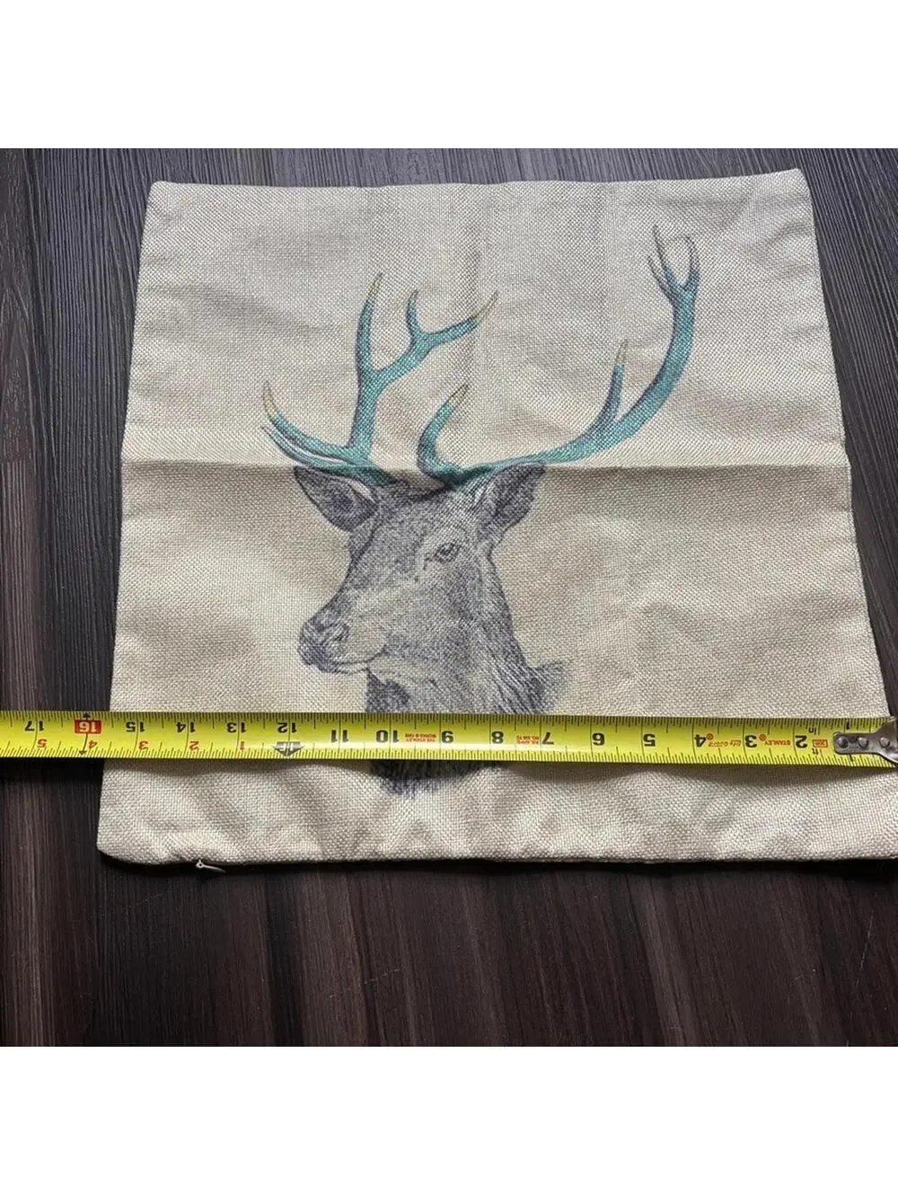 Throw Pillow Covers Deer Buck Cabin Decor Teal Antlers 15x15 Zip Closure X2